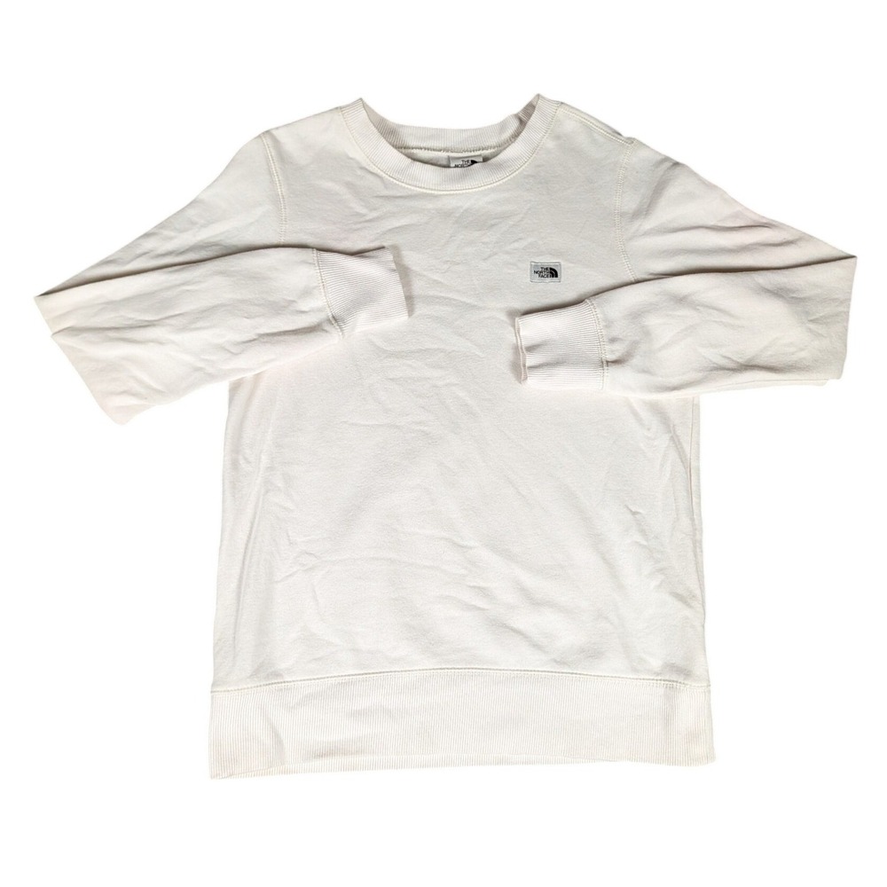 The North Face Womens Heritage Logo Crewneck Sweatshirt Cream Off White XS